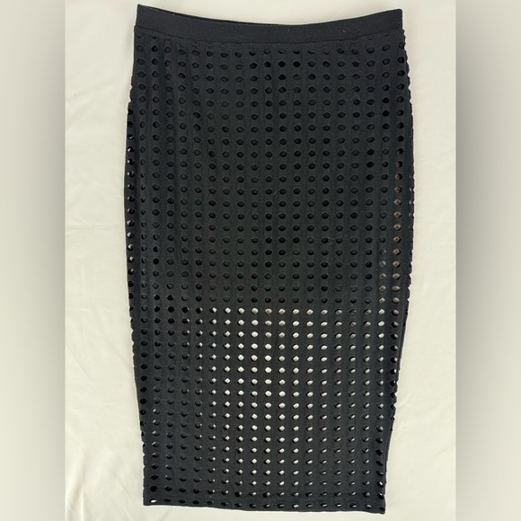 T by Alexander Wang Circular Hole Jacquard Pencil Skirt - Picture 2 of 6